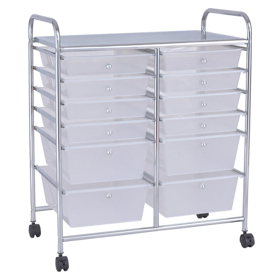 12 Storage Drawer Organizer Bins Rolling Cart Kids Crystal