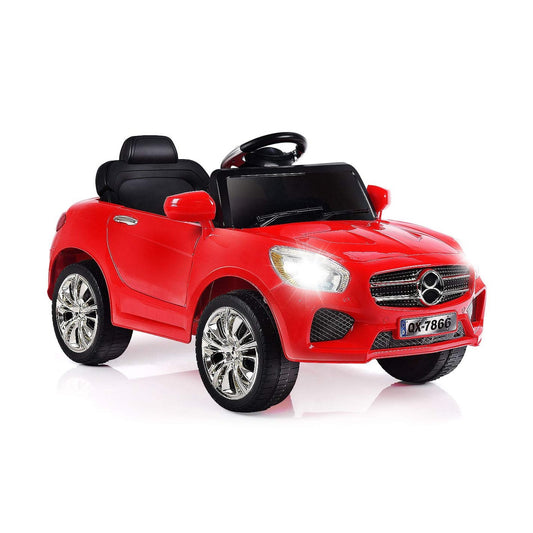 6 V Kids Ride on Car w/ RC + LED Lights + MP3- Red