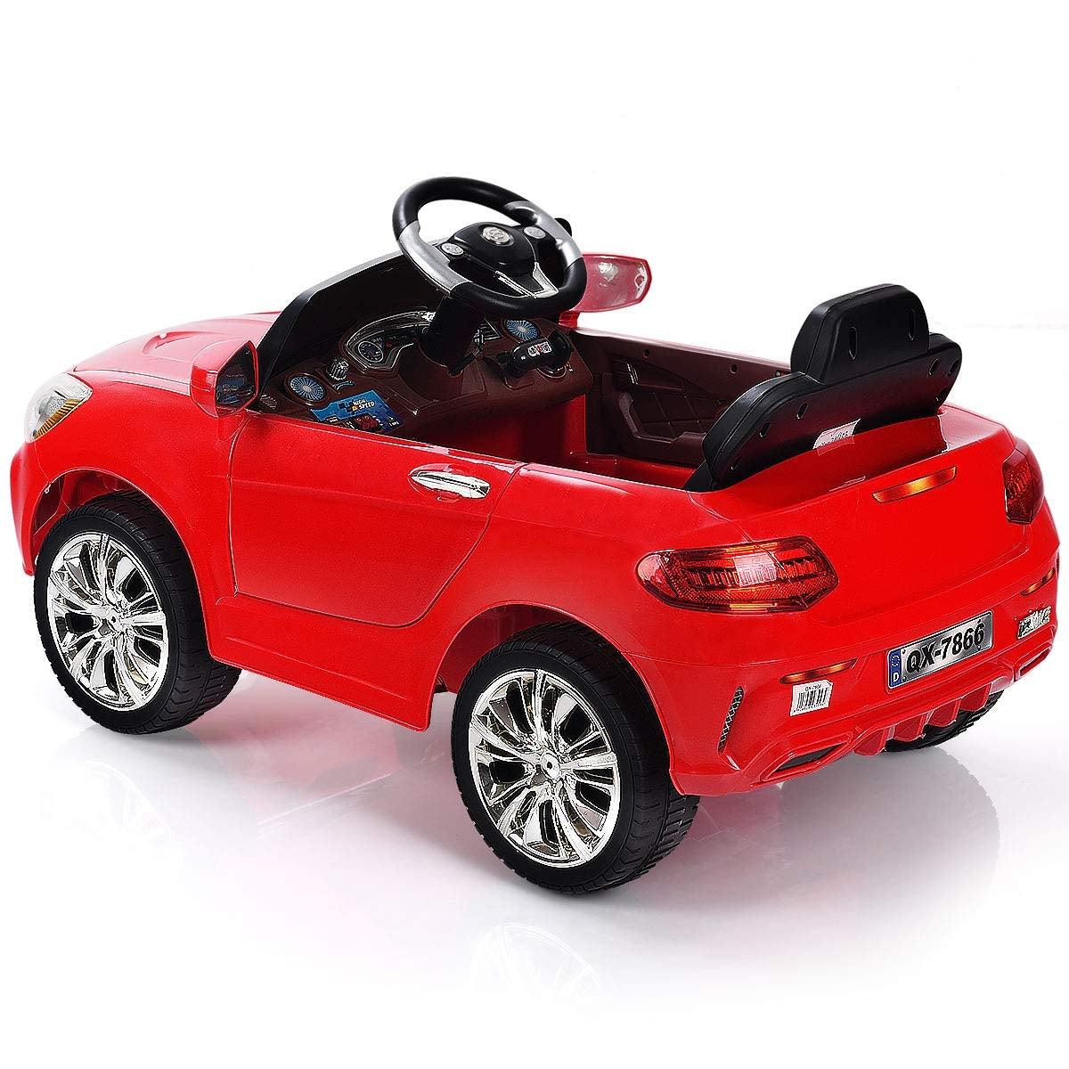 6 V Kids Ride on Car w/ RC + LED Lights + MP3- Red
