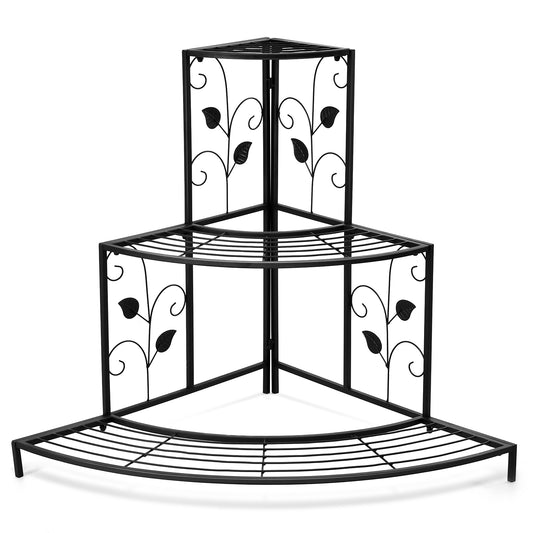 3 Tier Floral Corner Metal Plant Pot Rack Kids Crystal