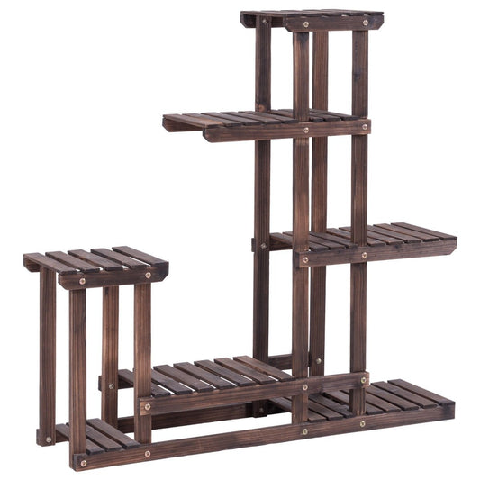 6-Tier Garden Wooden Plant Flower Stand Shelf for Multiple Plants Indoor or Outdoor Kids Crystal