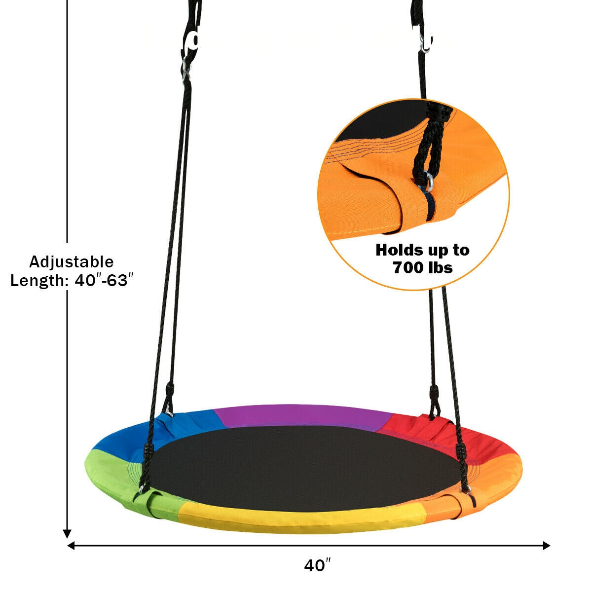 40 Inch Flying Saucer Tree Swing Outdoor Play for Kids Kids Crystal