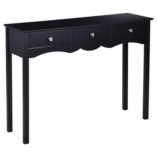 Hall table Side Table w/ 3 Drawers-Black Kids Crystal