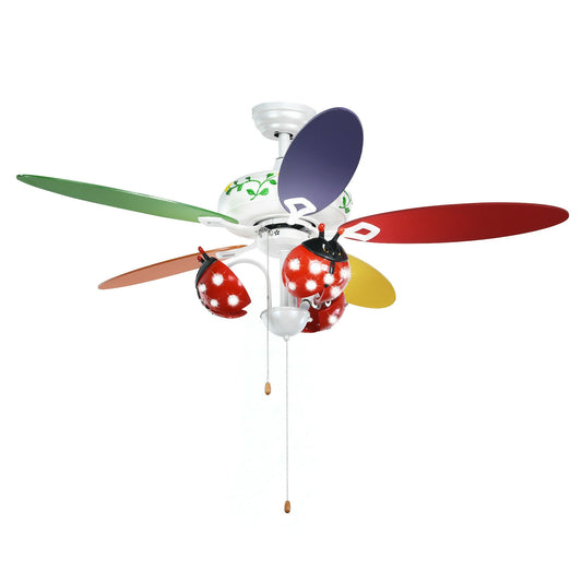 52 Inch Kids Ceiling Fan with Pull Chain Control Kids Crystal