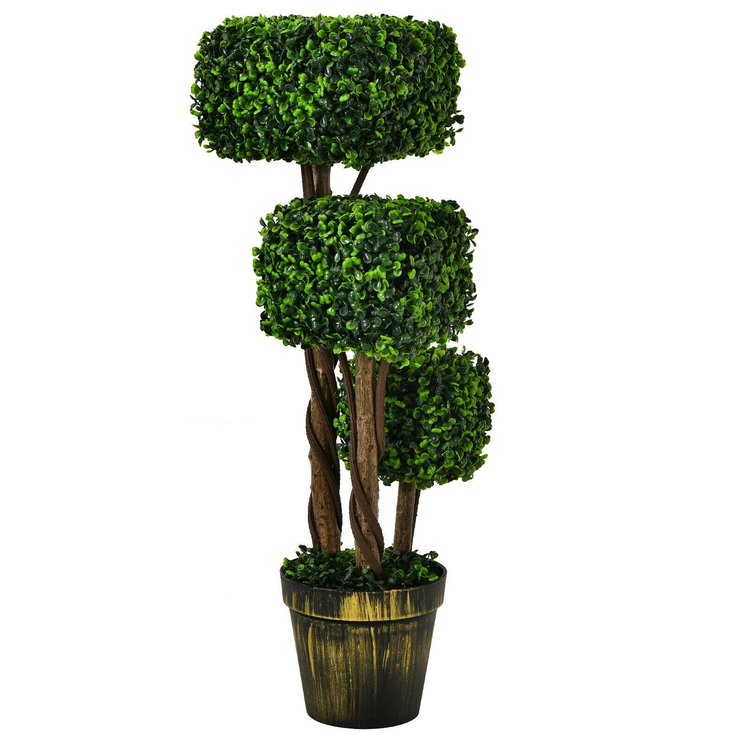 36 Inch Artificial Boxwood Topiary UV Protected Indoor Outdoor Tree Kids Crystal