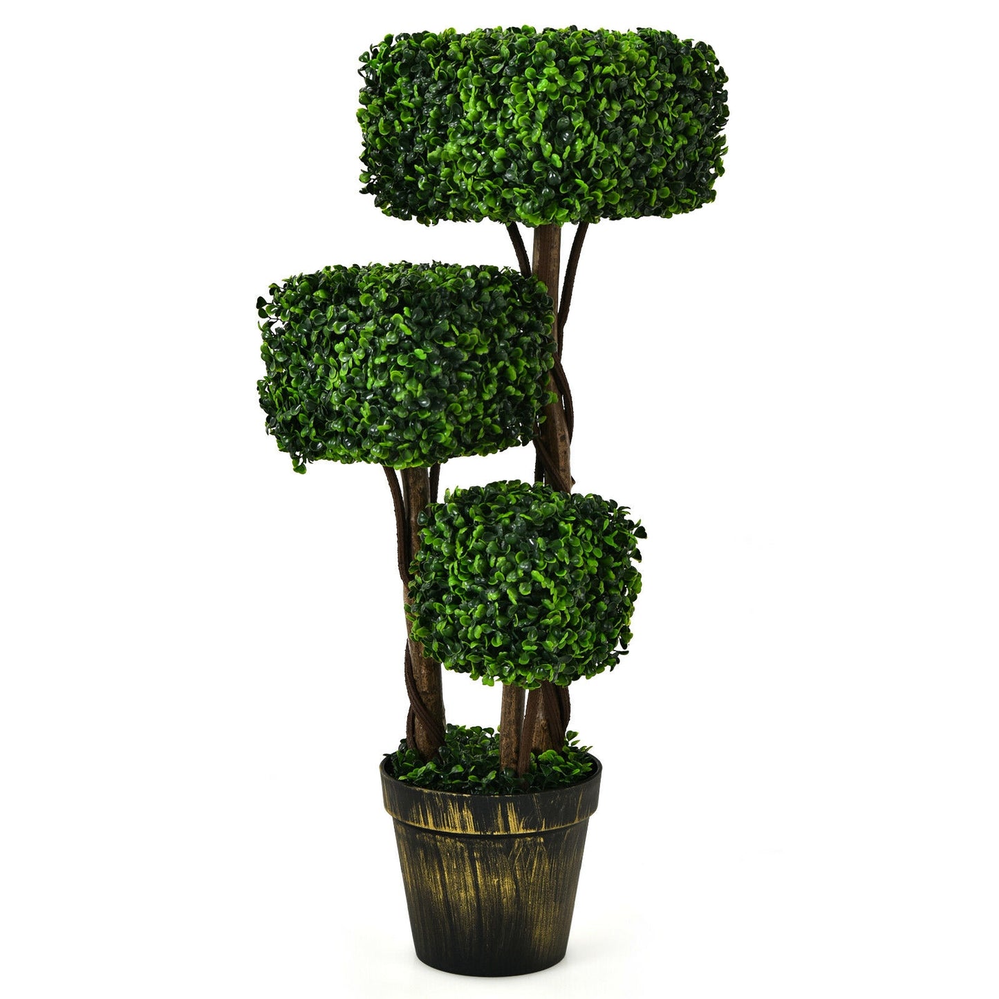 36 Inch Artificial Boxwood Topiary UV Protected Indoor Outdoor Tree Kids Crystal
