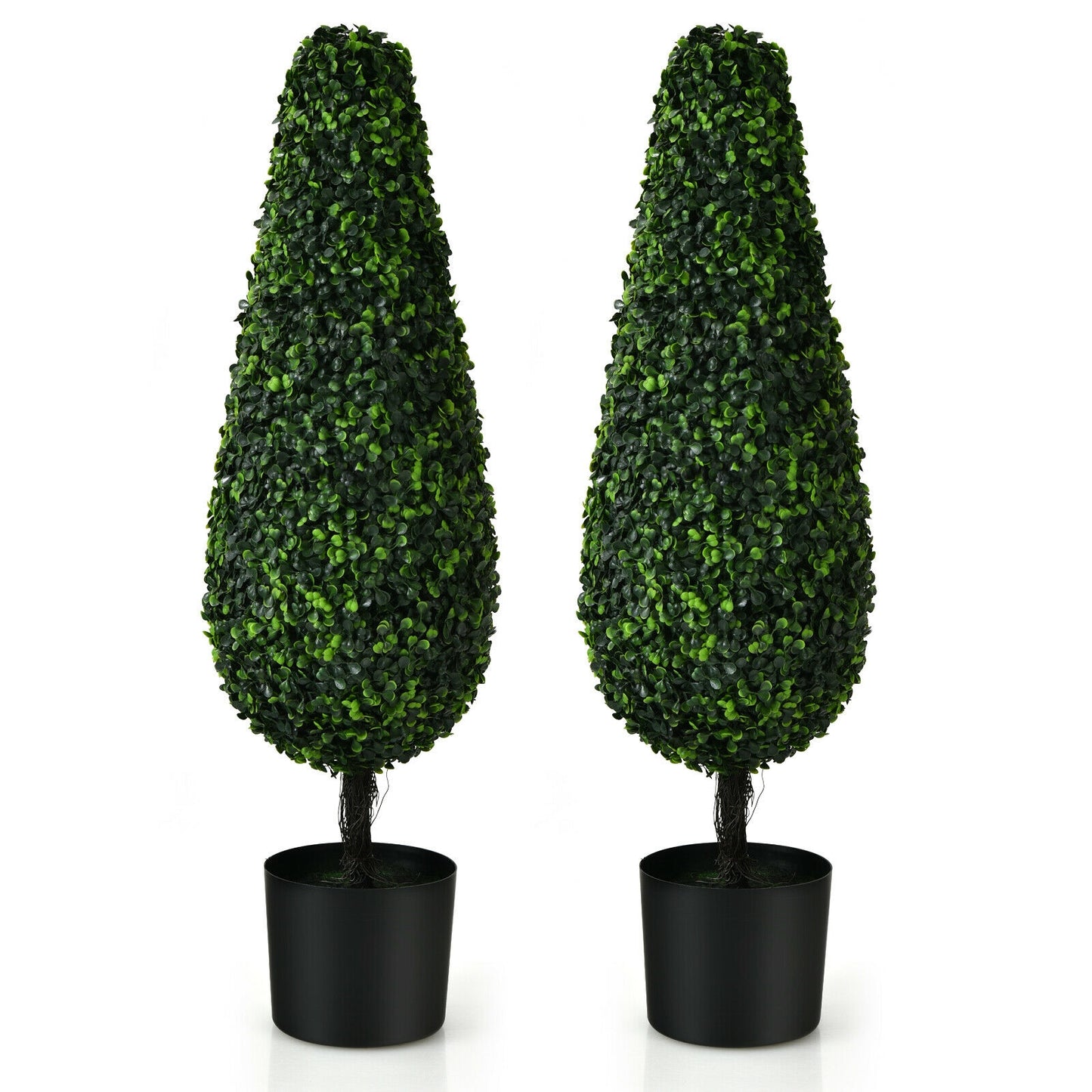 2 Pack 3 Feet Artificial Tower UV Resistant Indoor Outdoor Topiary Tree Kids Crystal