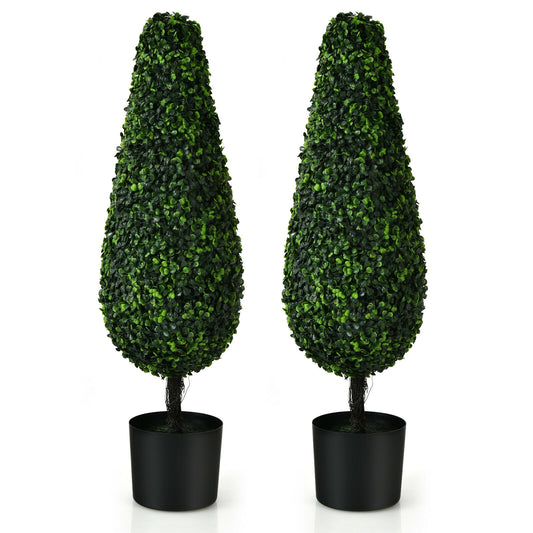 2 Pack 3 Feet Artificial Tower UV Resistant Indoor Outdoor Topiary Tree Kids Crystal
