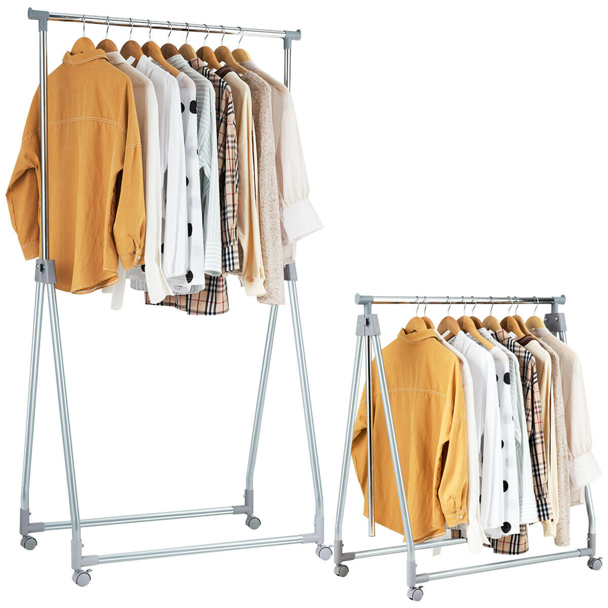 Extendable Foldable Heavy Duty Clothing Rack with Hanging Rod Kids Crystal