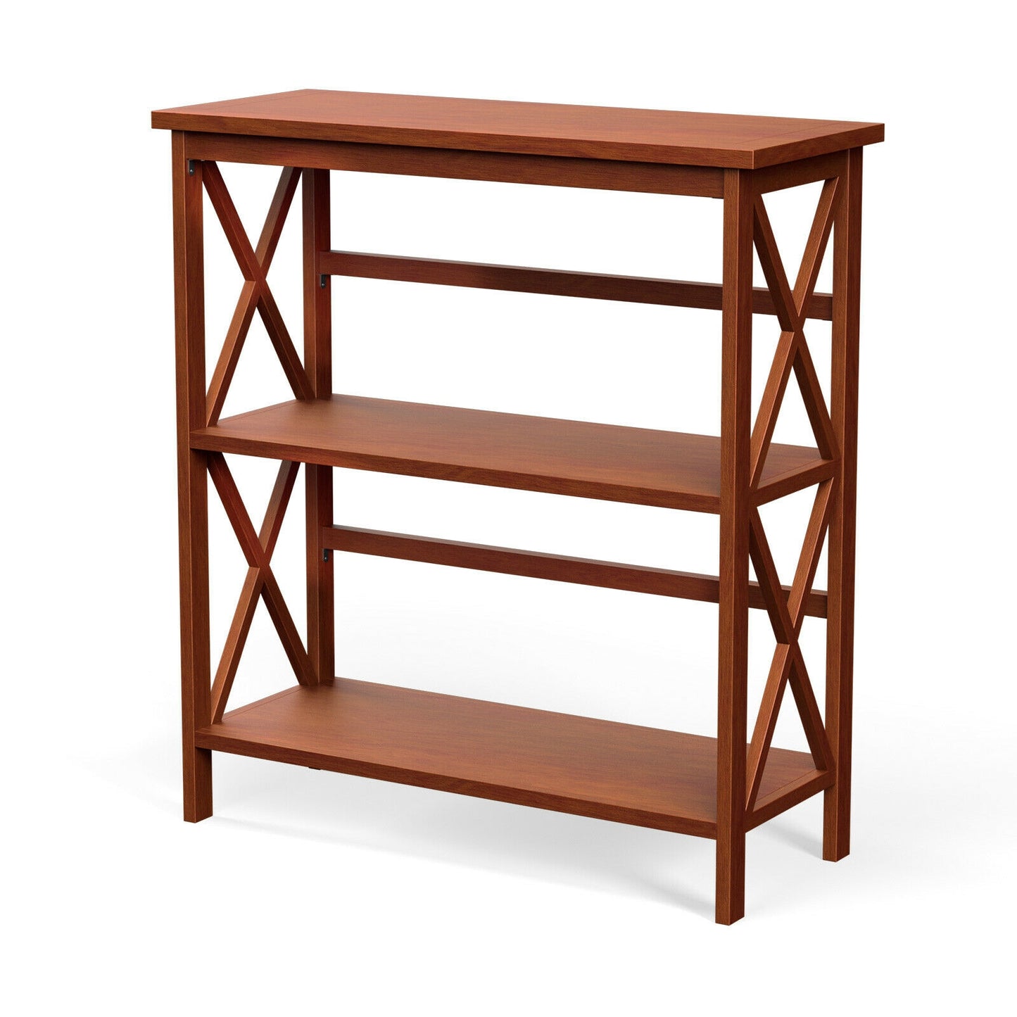 3-Tier Multi-Functional Storage Shelf Units Wooden Open Bookcase and Bookshelf-Natural Kids Crystal