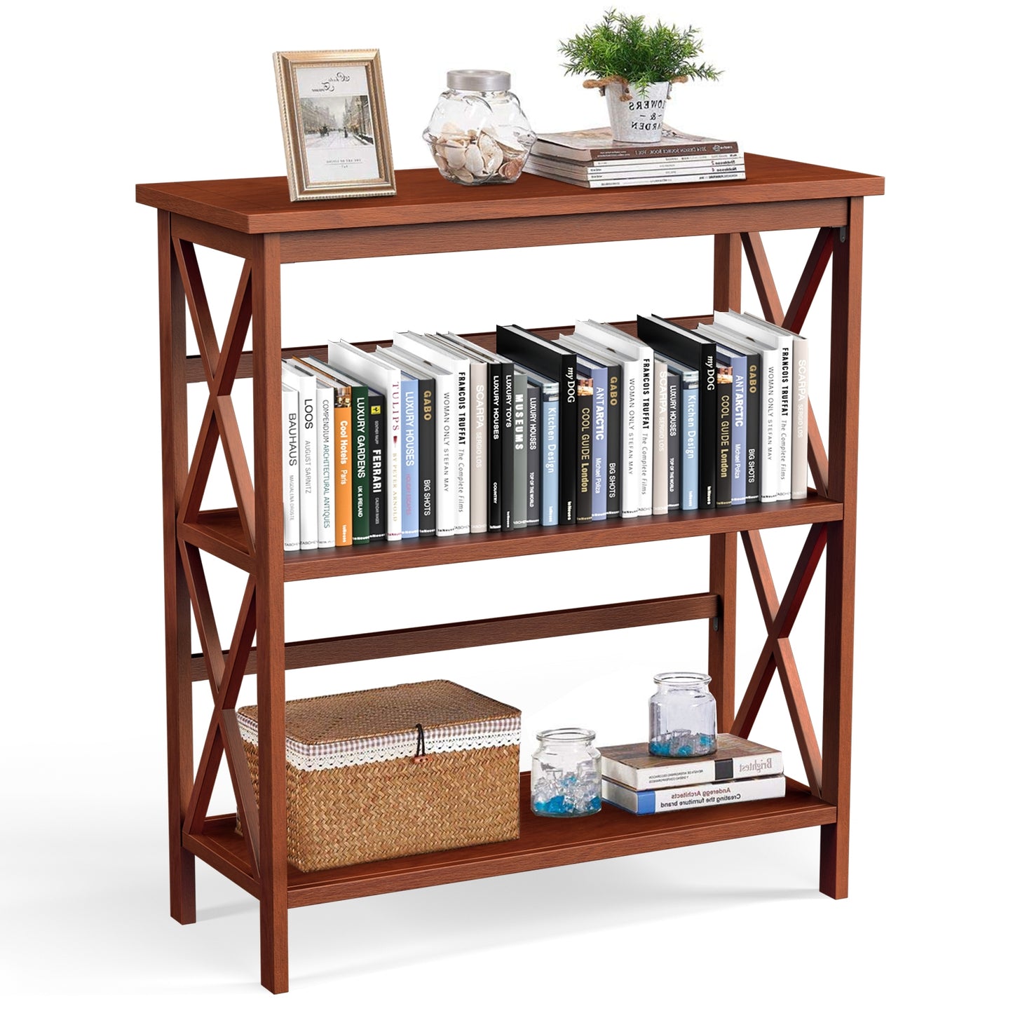 3-Tier Multi-Functional Storage Shelf Units Wooden Open Bookcase and Bookshelf-Natural Kids Crystal