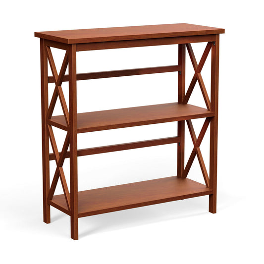 3-Tier Multi-Functional Storage Shelf Units Wooden Open Bookcase and Bookshelf-Natural Kids Crystal