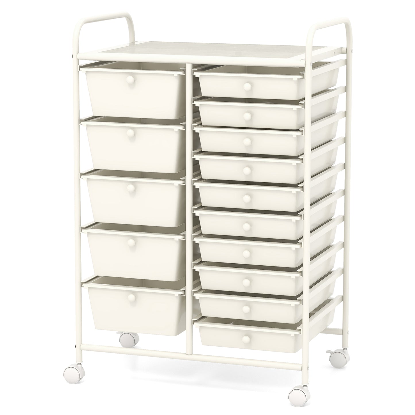 15-Drawer Utility Rolling Organizer Cart Multi-Use Storage-White Kids Crystal