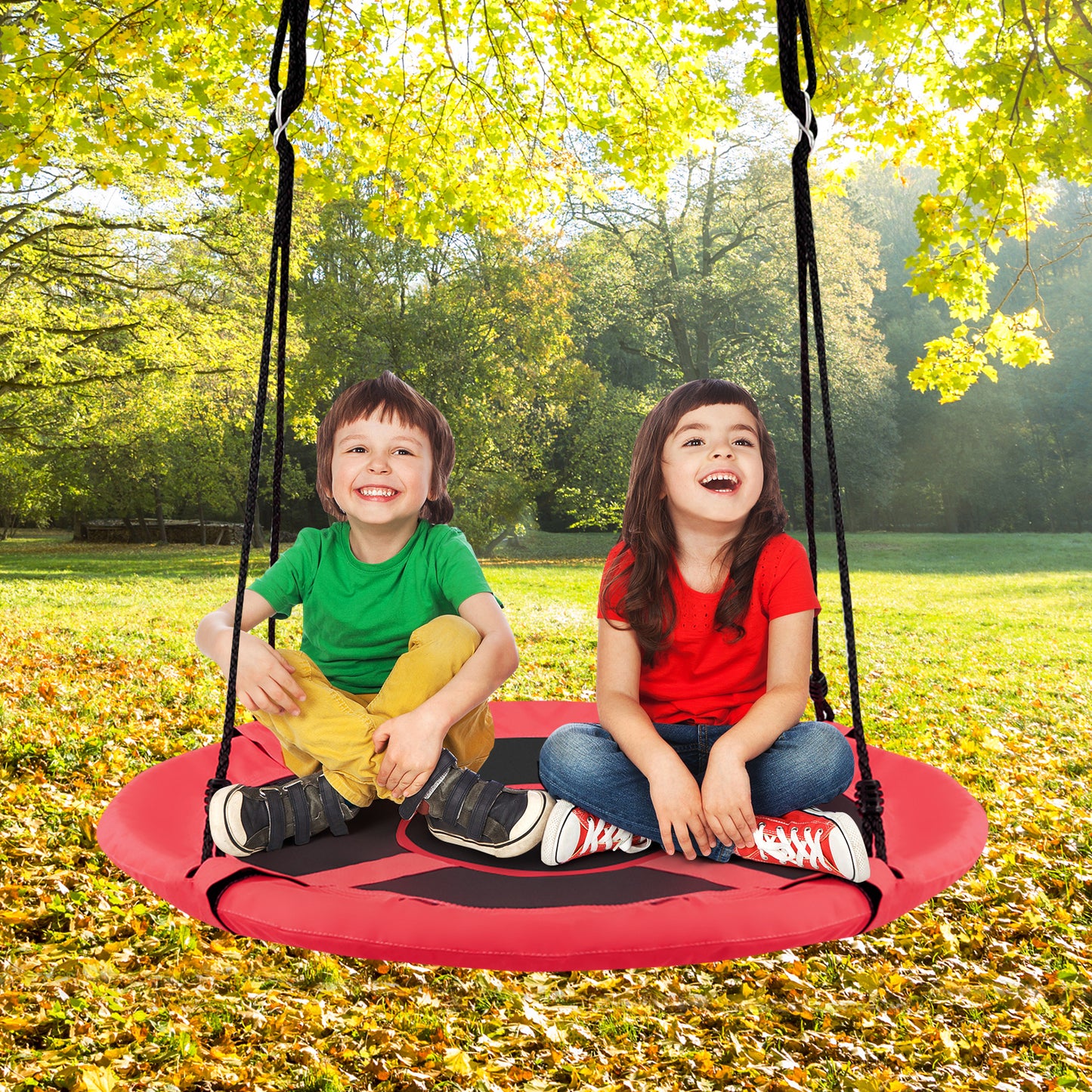 2-in-1 40 Inch Kids Hanging Chair Detachable Swing Tent Set-Orange Kids Crystal