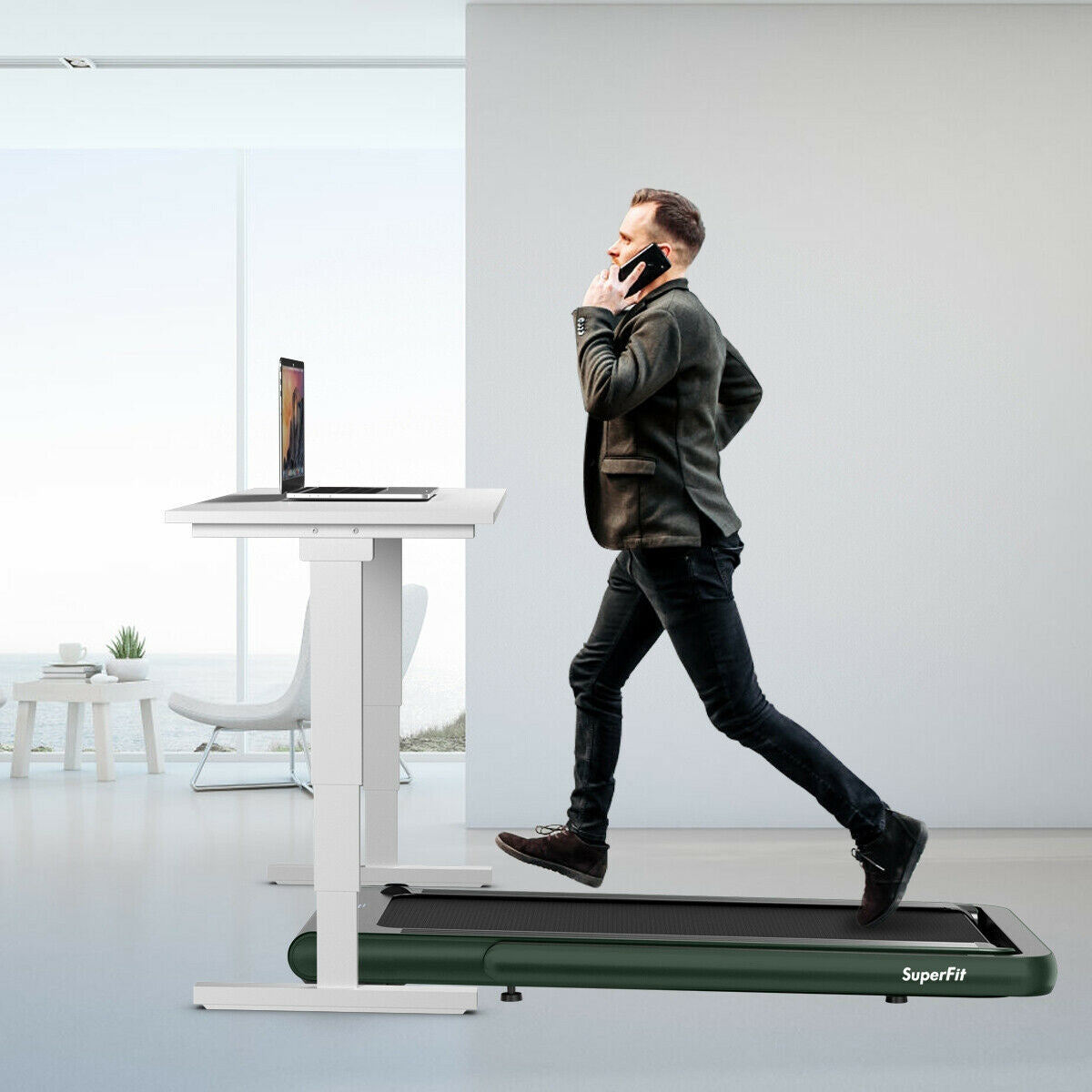 4.75HP 2 In 1 Folding Treadmill with Remote APP Control-Green Kids Crystal