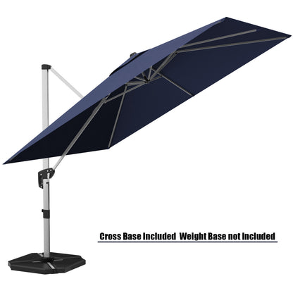 10 Feet 360° Tilt Aluminum Square Patio Umbrella without Weight Base-Navy