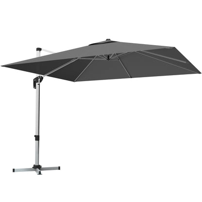 10 Feet 360° Tilt Aluminum Square Patio Umbrella without Weight Base-Gray