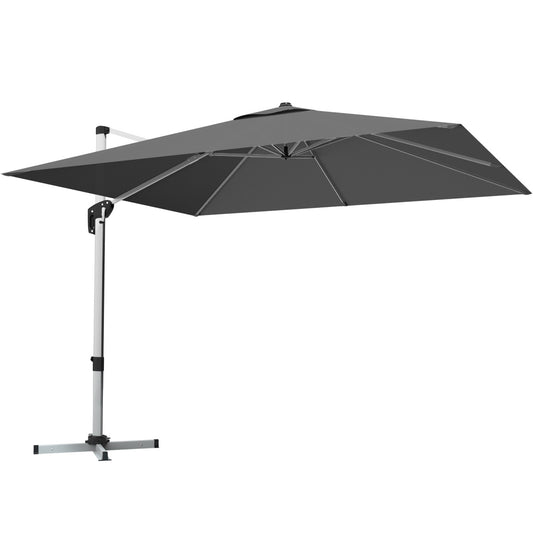 10 Feet 360° Tilt Aluminum Square Patio Umbrella without Weight Base-Gray Kids Crystal