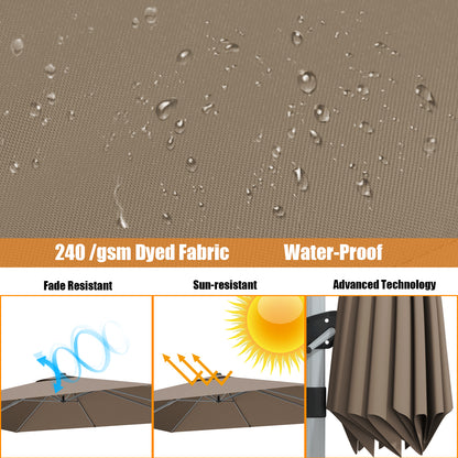 10 ft 360 Degree Tilt Aluminum Square Patio Offset Cantilever Umbrella without Weight Base-Tan
