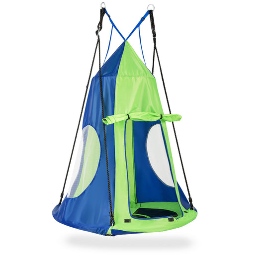 2-in-1 40 Inch Kids Hanging Chair Detachable Swing Tent Set-Green Kids Crystal