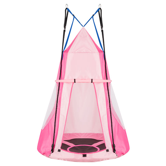 2-in-1 40 Inch Kids Hanging Chair Detachable Swing Tent Set-Pink Kids Crystal