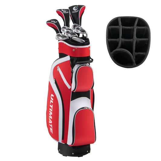 10 Pieces Ladies Complete Golf Club Set with Alloy Driver-Red Kids Crystal