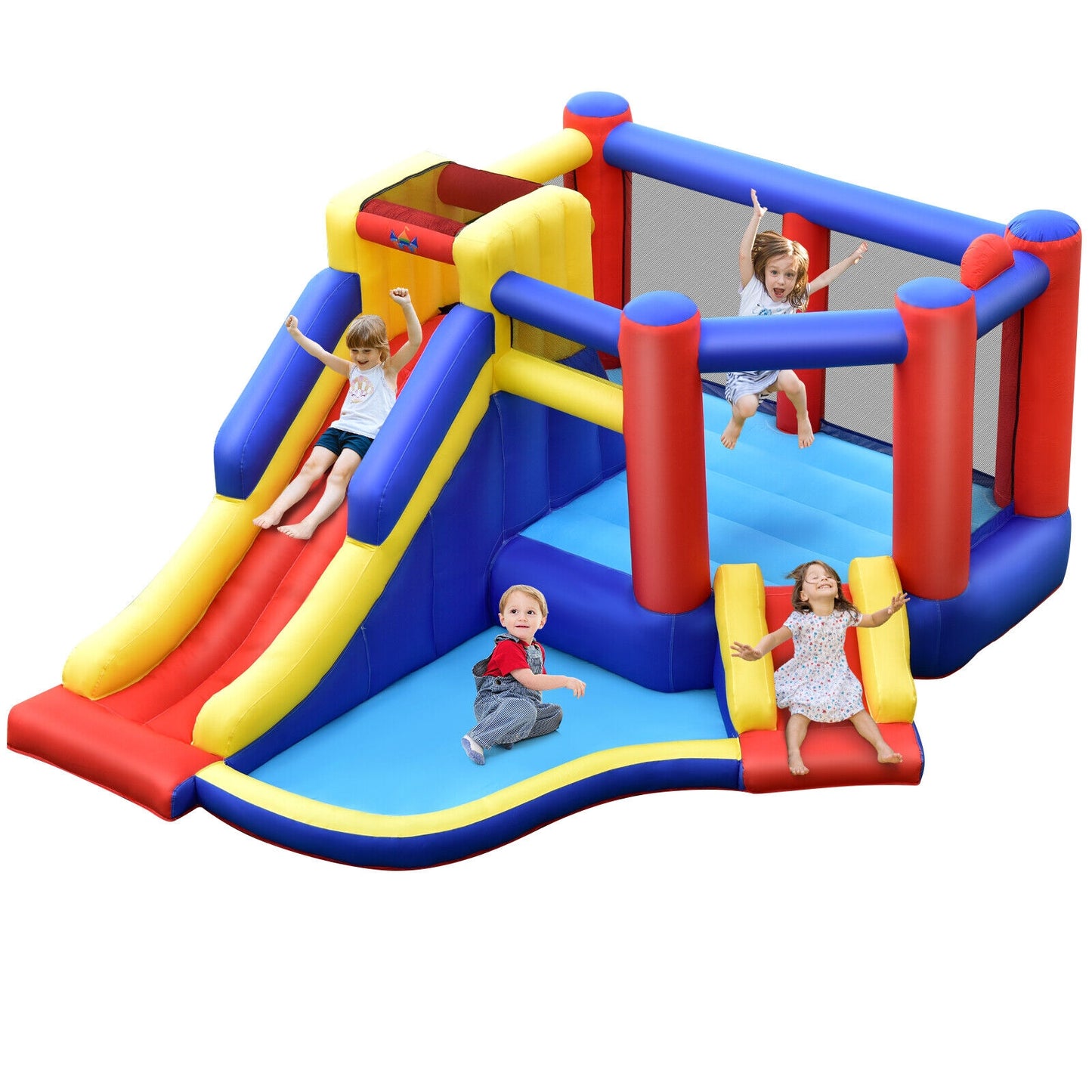 Kids Inflatable Bouncy Castle with Double Slides without Air Blower Kids Crystal