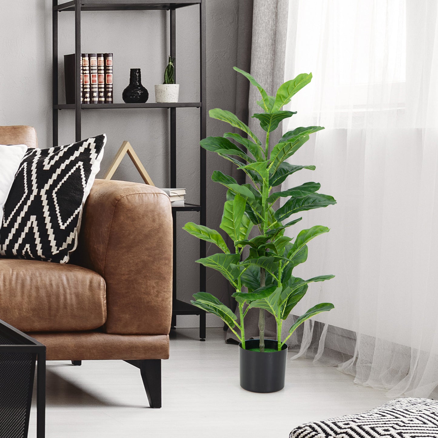 2-Pack Artificial Fiddle Leaf Fig Tree for Indoor and Outdoor Kids Crystal