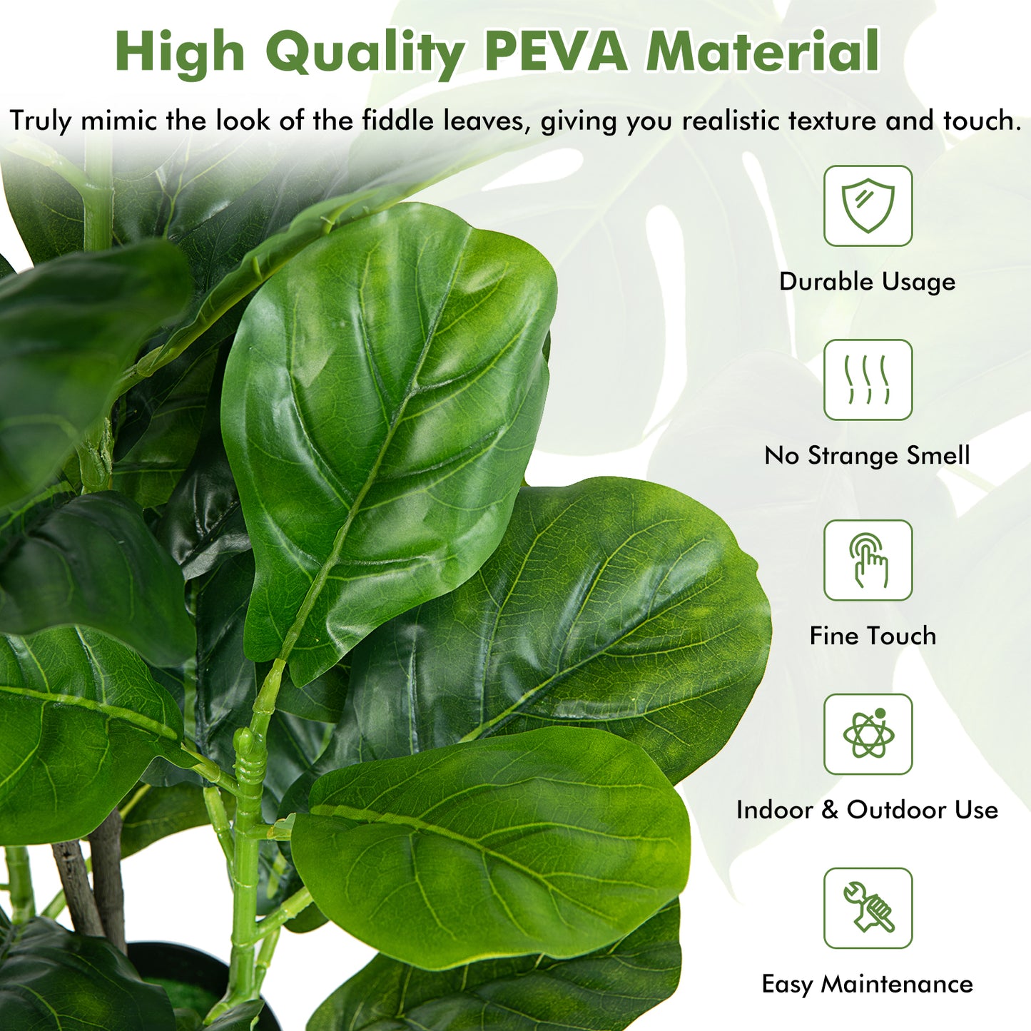 2-Pack Artificial Fiddle Leaf Fig Tree for Indoor and Outdoor Kids Crystal