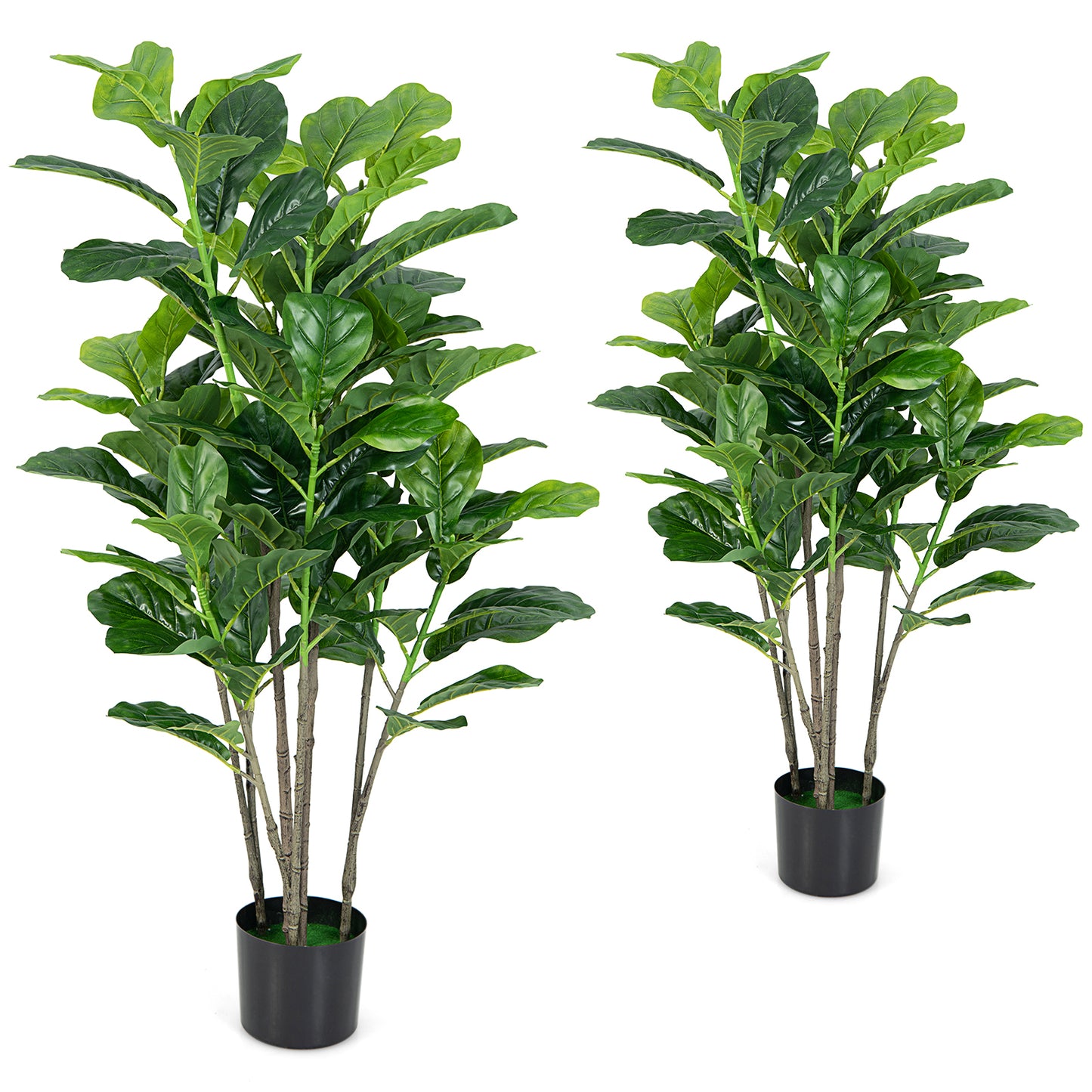 51 Inch 2-Pack Artificial Fiddle Leaf Fig Tree for Indoor and Outdoor Kids Crystal