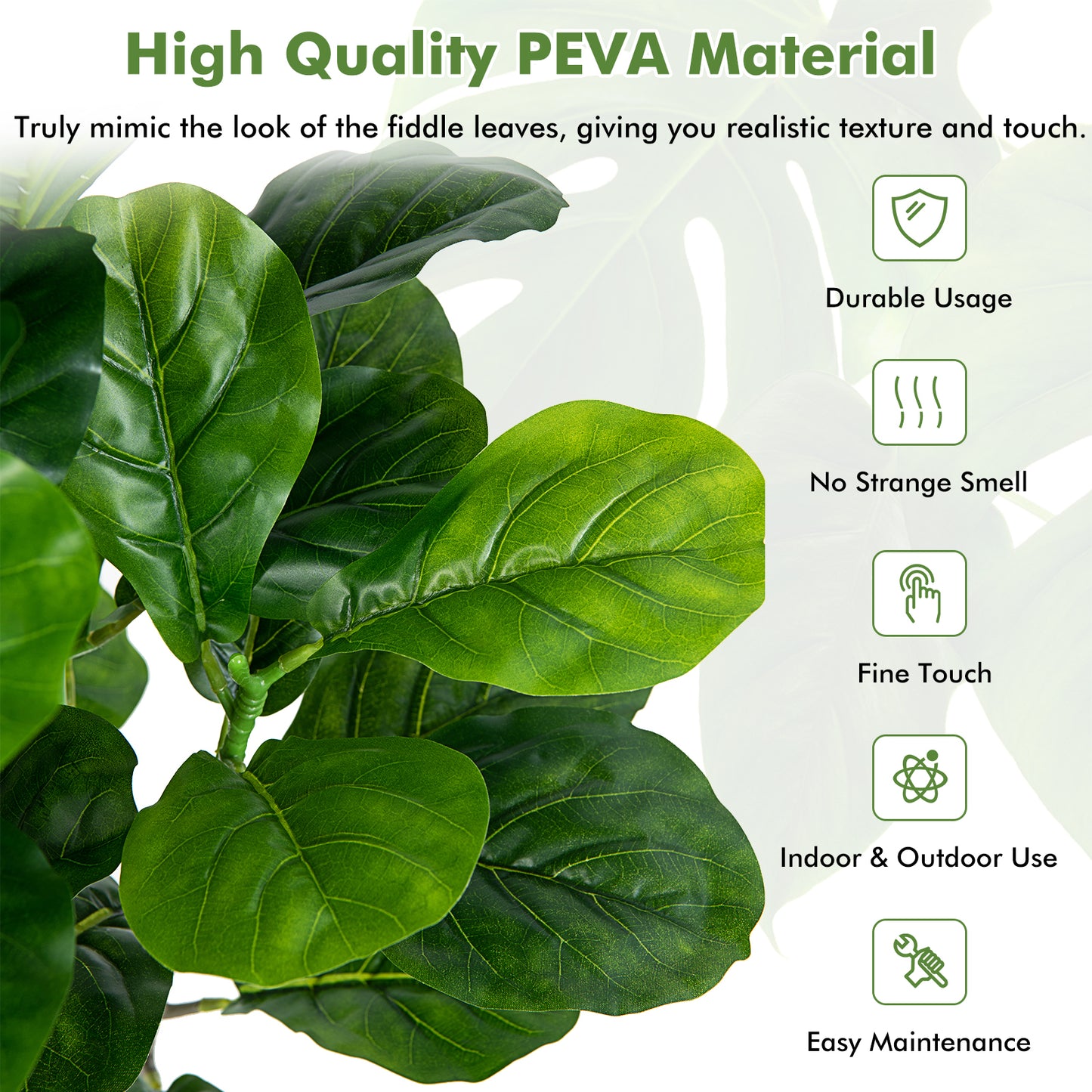 51 Inch 2-Pack Artificial Fiddle Leaf Fig Tree for Indoor and Outdoor Kids Crystal