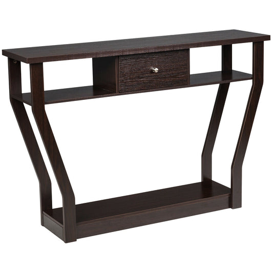 Modern Sofa Accent Table with Drawer-Brown Kids Crystal