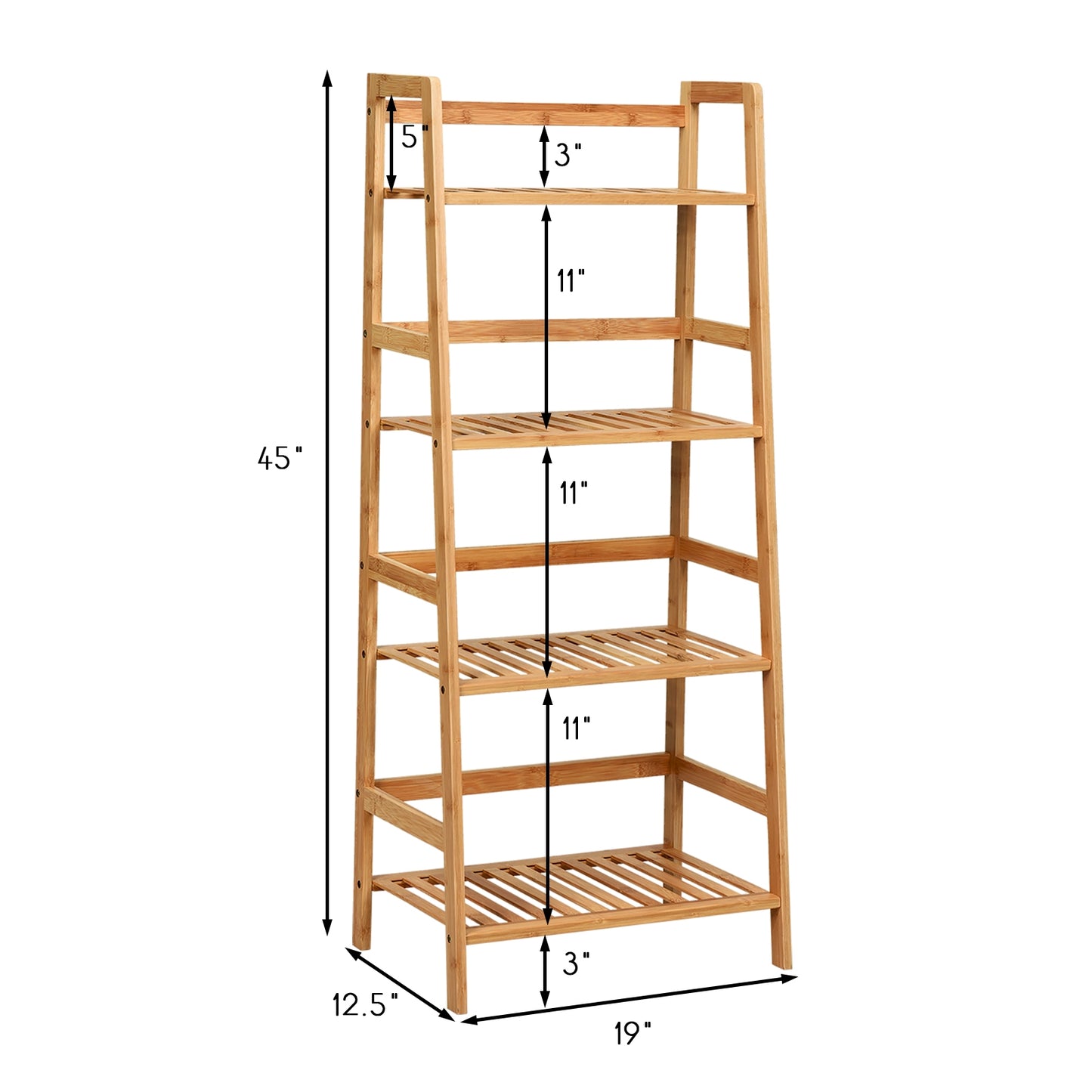 4-Tier Bamboo Plant Rack with Guardrails Stable and Space-Saving-Natural Kids Crystal