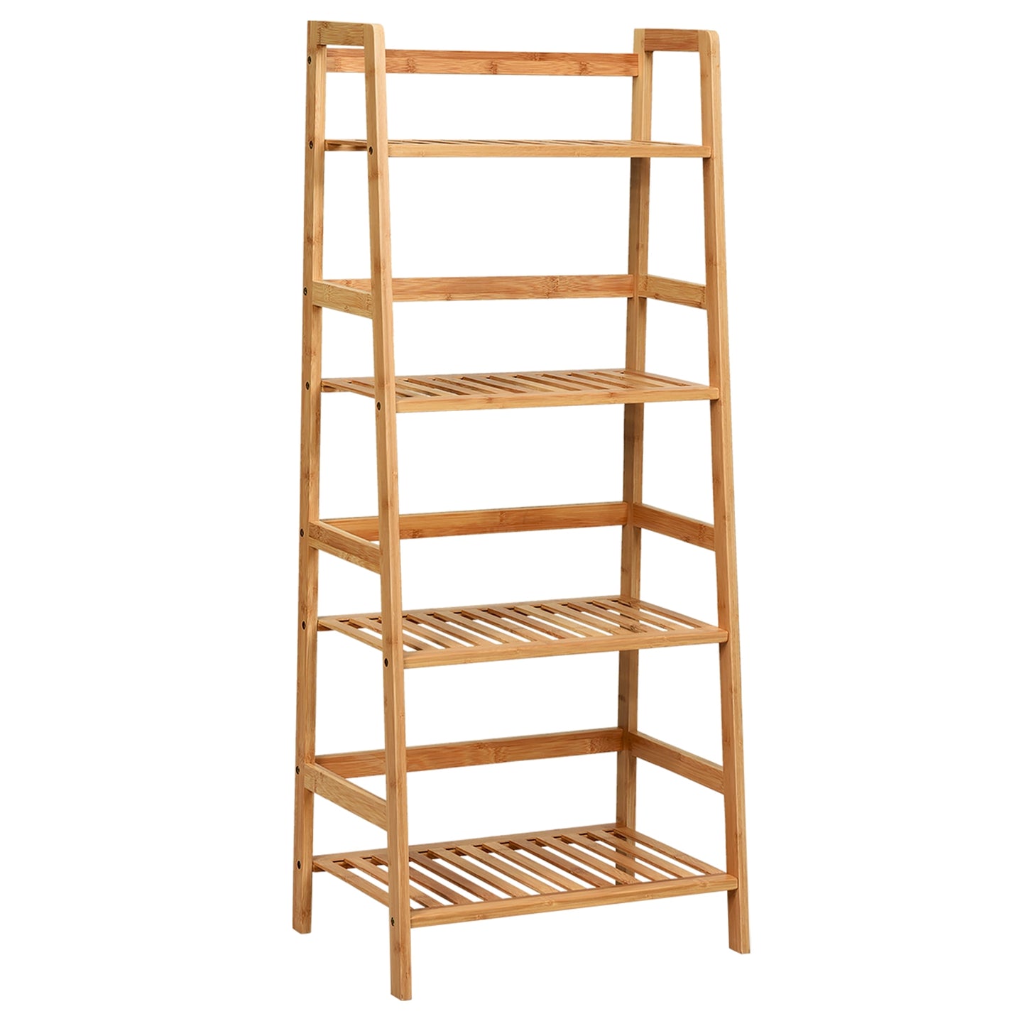 4-Tier Bamboo Plant Rack with Guardrails Stable and Space-Saving-Natural Kids Crystal