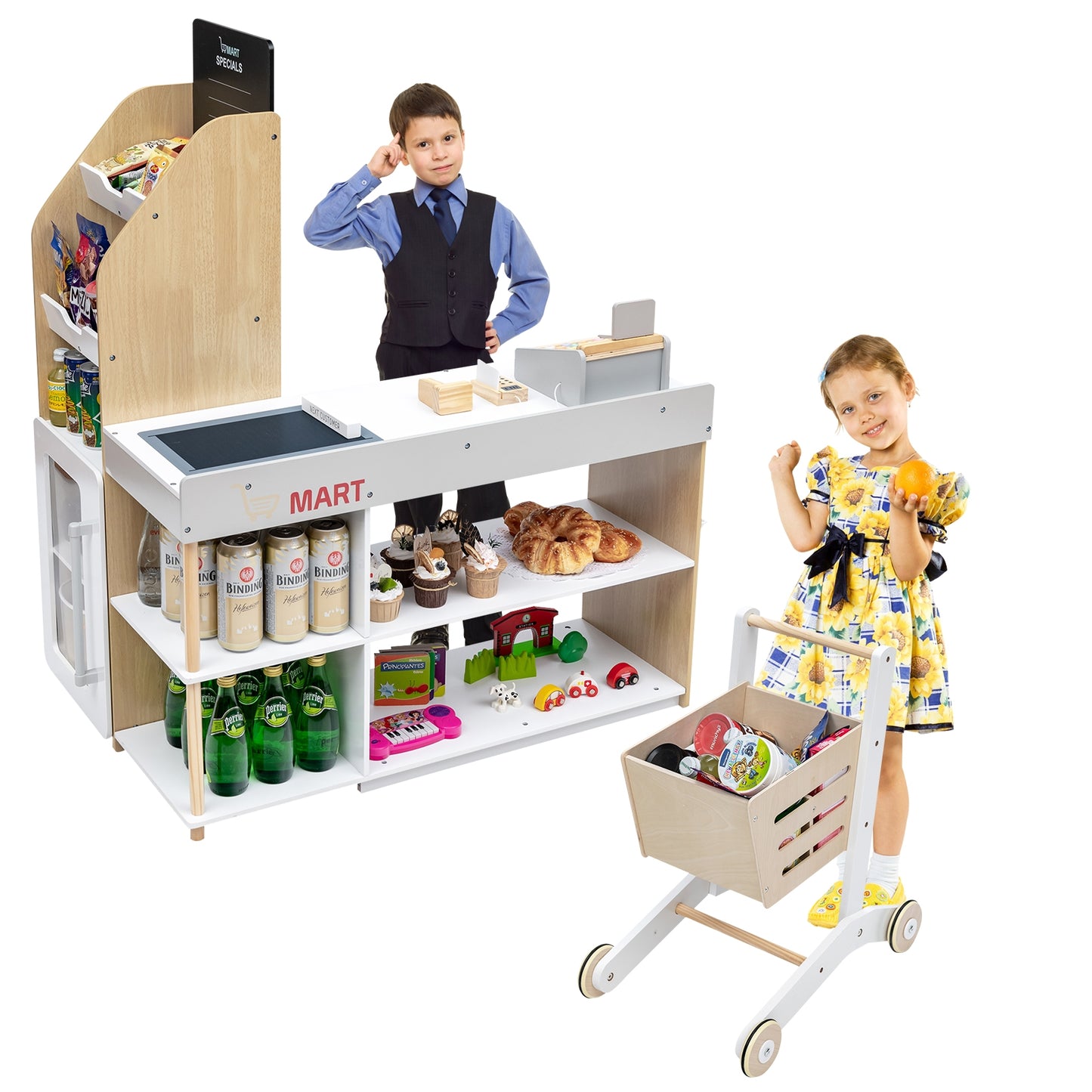 Grocery Store Playset Pretend Play Supermarket Shopping Set Kids Crystal