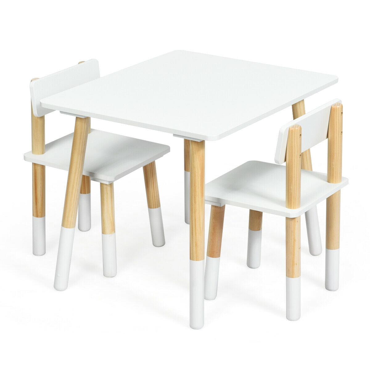Kids Wooden Table and 2 Chairs Set-White Kids Crystal