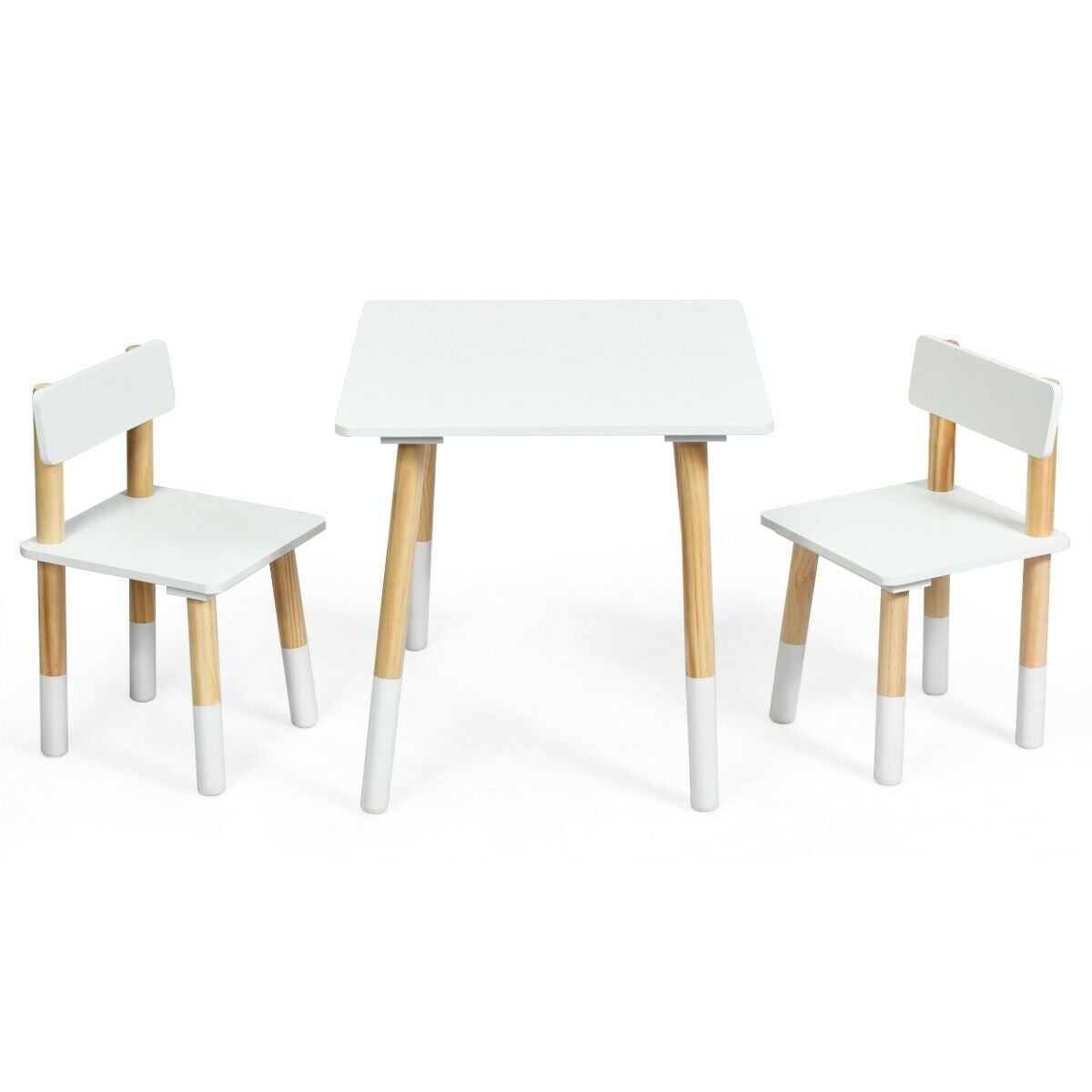 Kids Wooden Table and 2 Chairs Set-White Kids Crystal