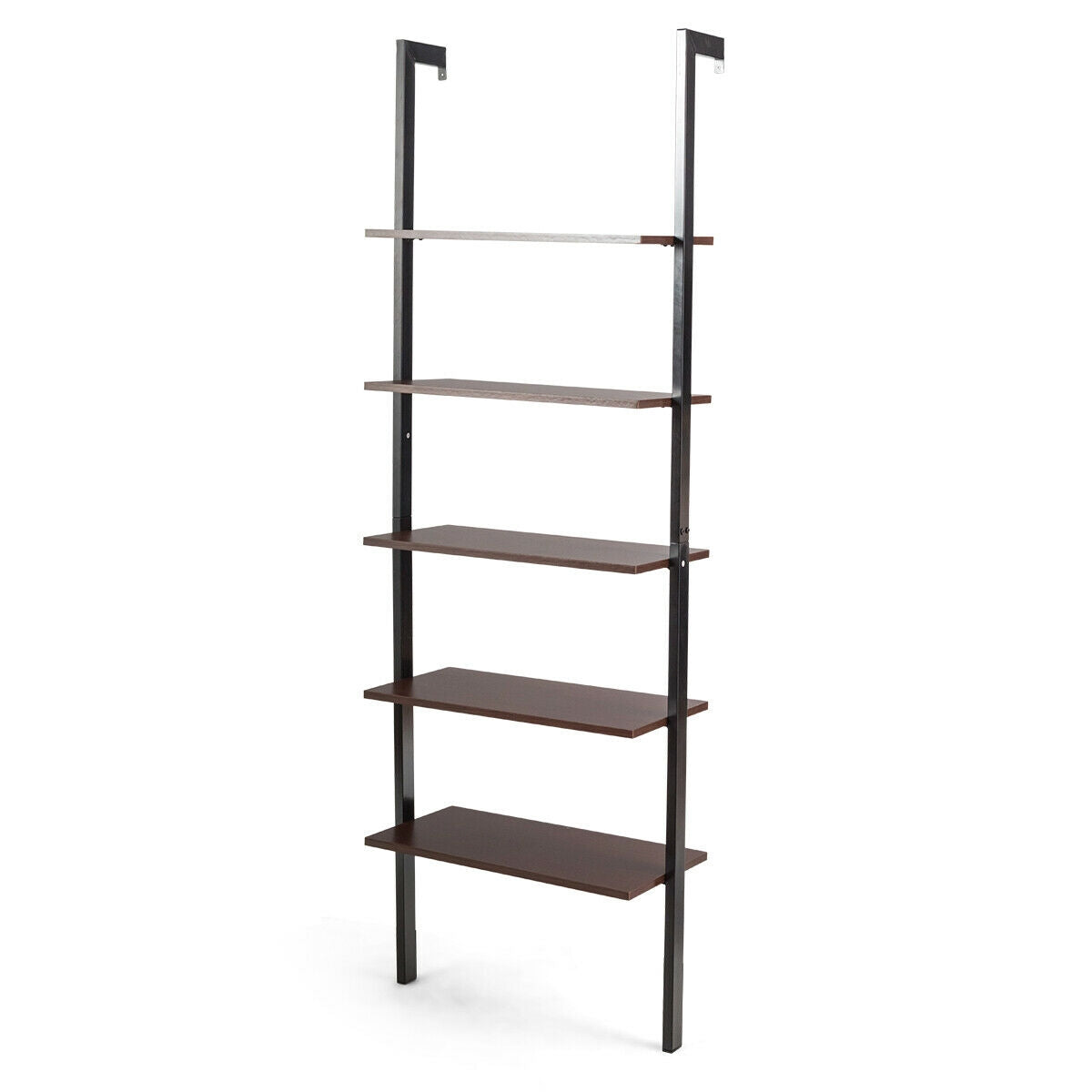 5-Tier Wood Look Ladder Shelf with Metal Frame for Home-Brown Kids Crystal