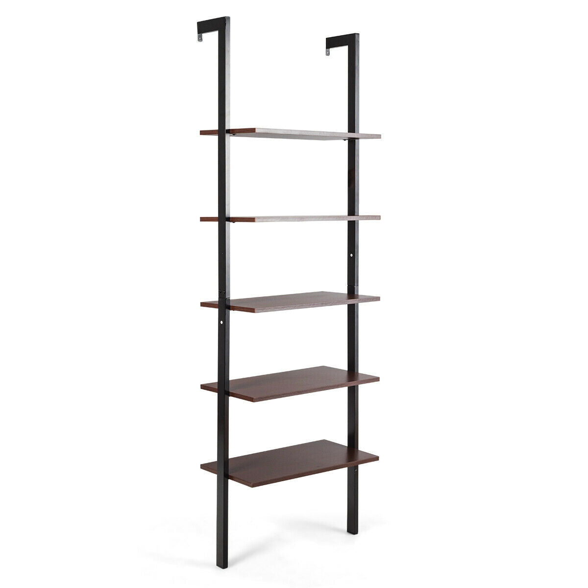 5-Tier Wood Look Ladder Shelf with Metal Frame for Home-Brown Kids Crystal