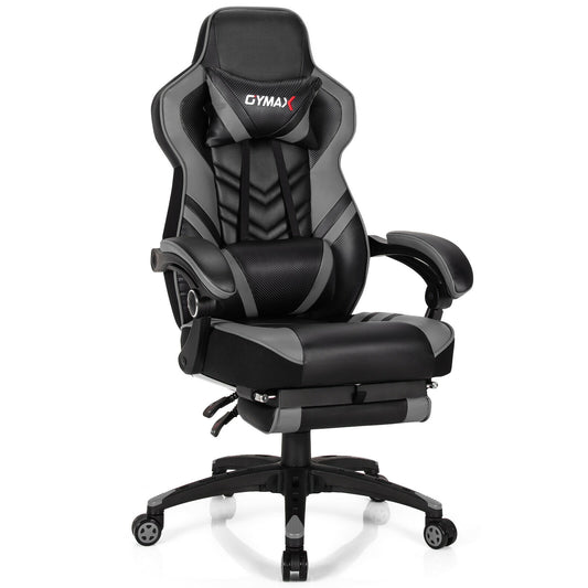 Adjustable Gaming Chair with Footrest for Home Office-Gray Kids Crystal