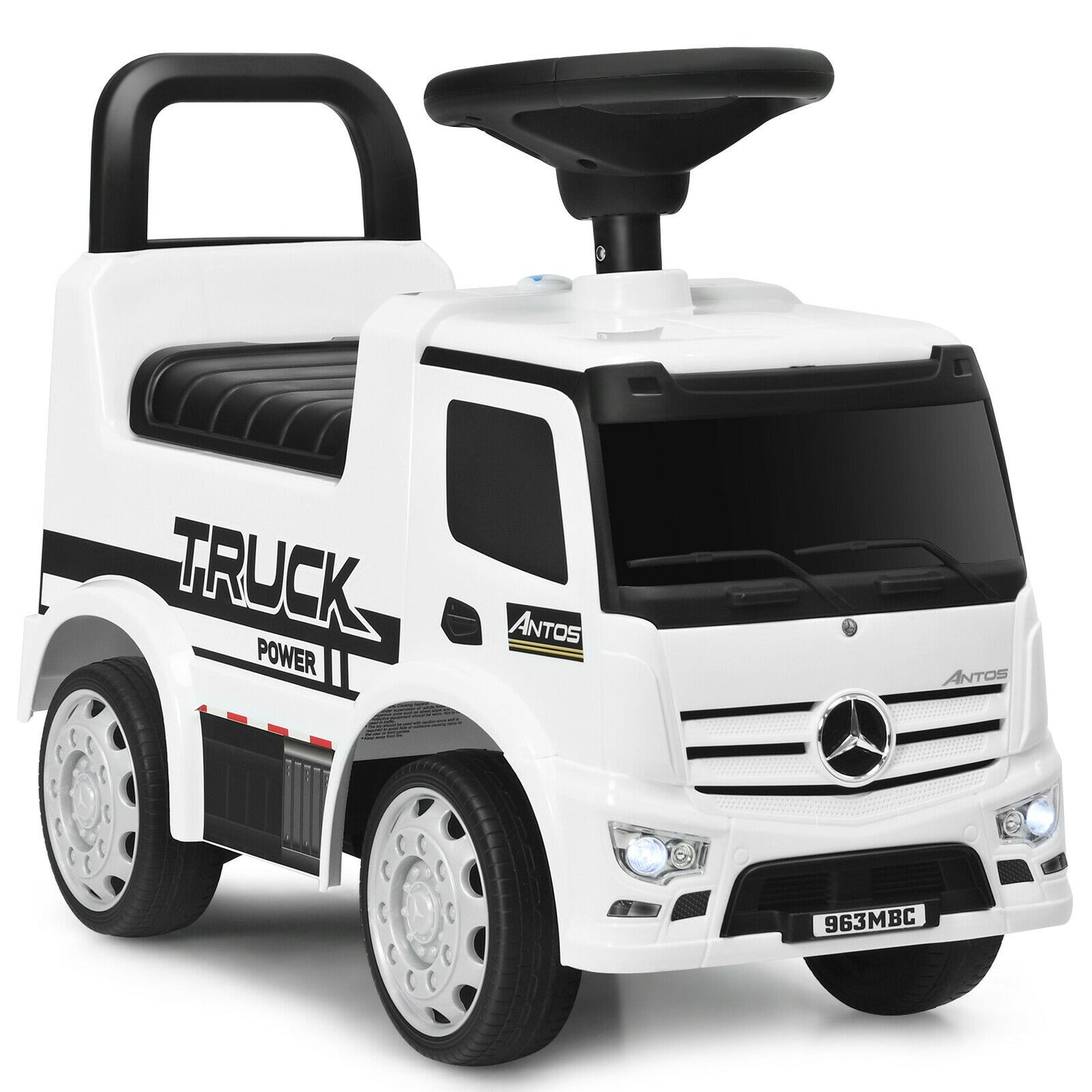 Children Push and Ride Racer Licensed Mercedes Benz Push Truck Car-White Kids Crystal