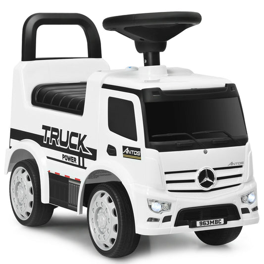 Children Push and Ride Racer Licensed Mercedes Benz Push Truck Car-White Kids Crystal