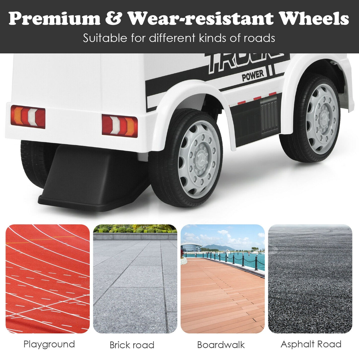 Children Push and Ride Racer Licensed Mercedes Benz Push Truck Car-White Kids Crystal