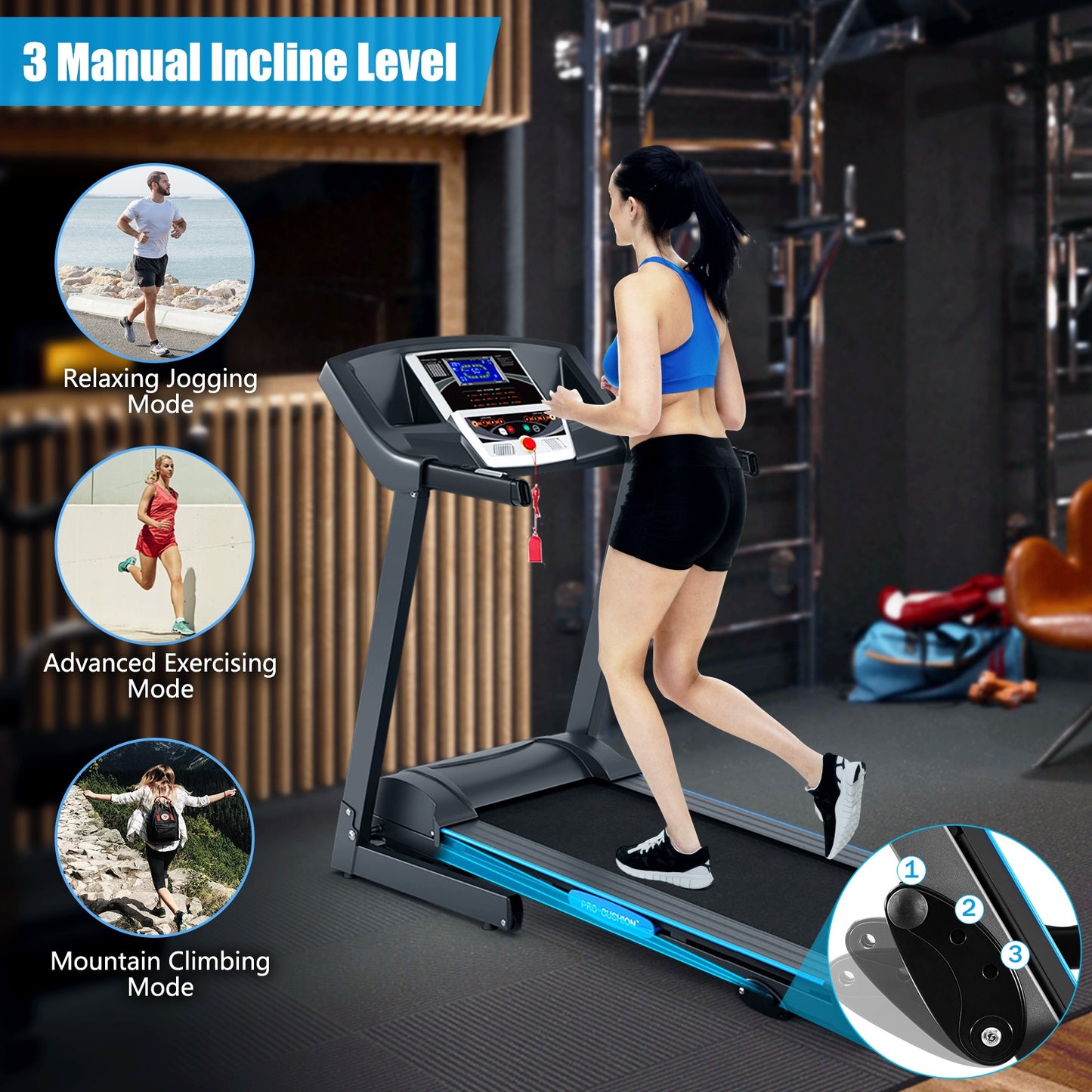 2.25 HP Folding Electric Motorized Power Treadmill Machine with LCD Display Kids Crystal