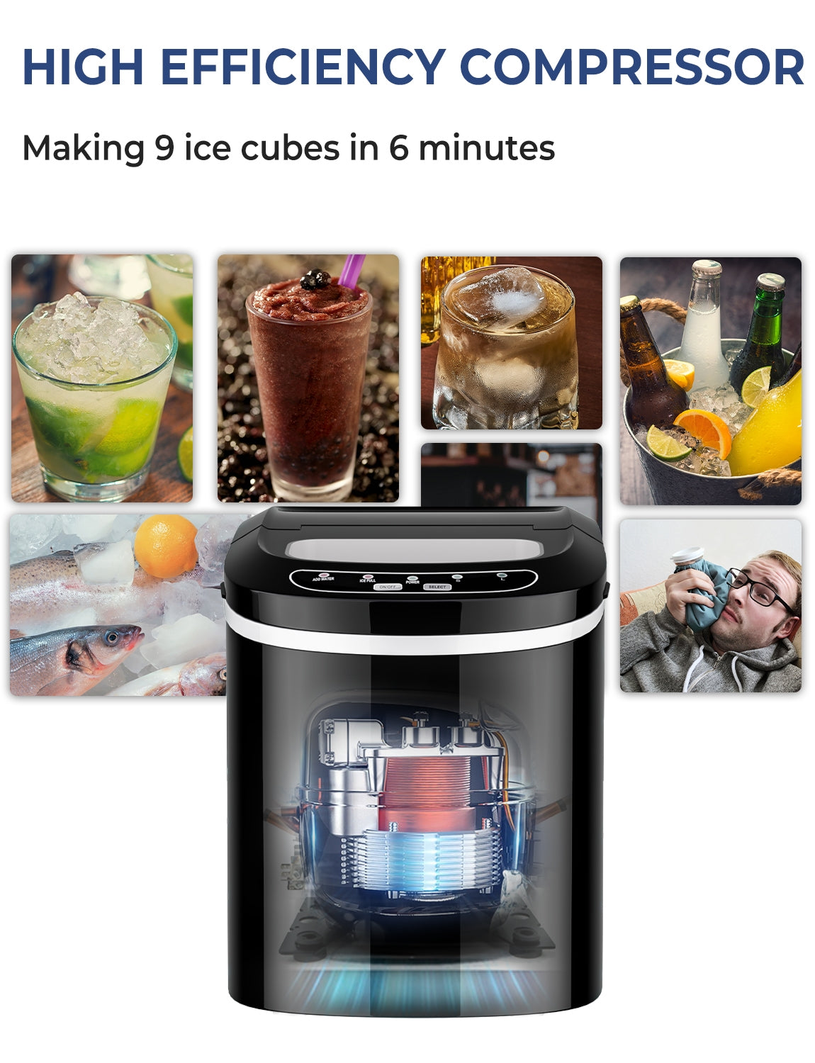 Mini Portable Compact Electric Ice Maker Machine-Black Kids Crystal