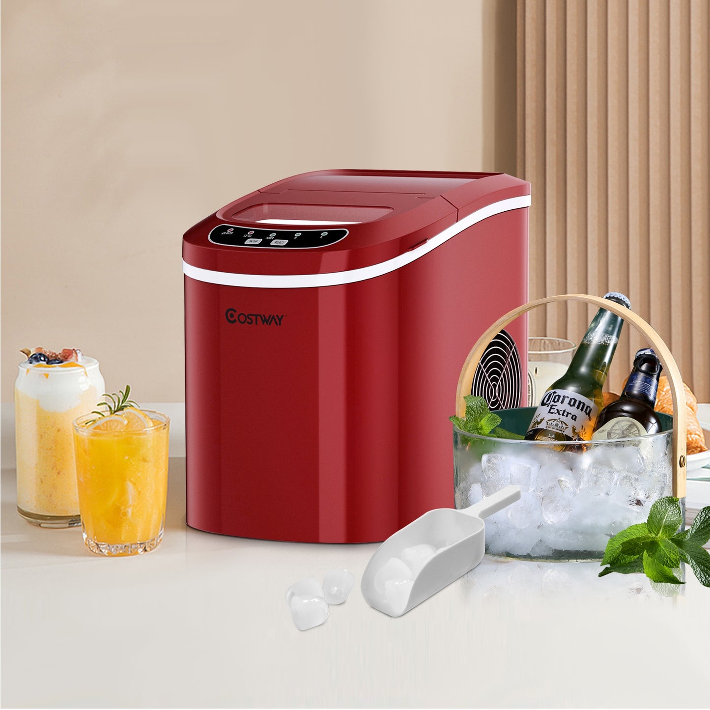 Mini Portable Compact Electric Ice Maker Machine-Red Kids Crystal