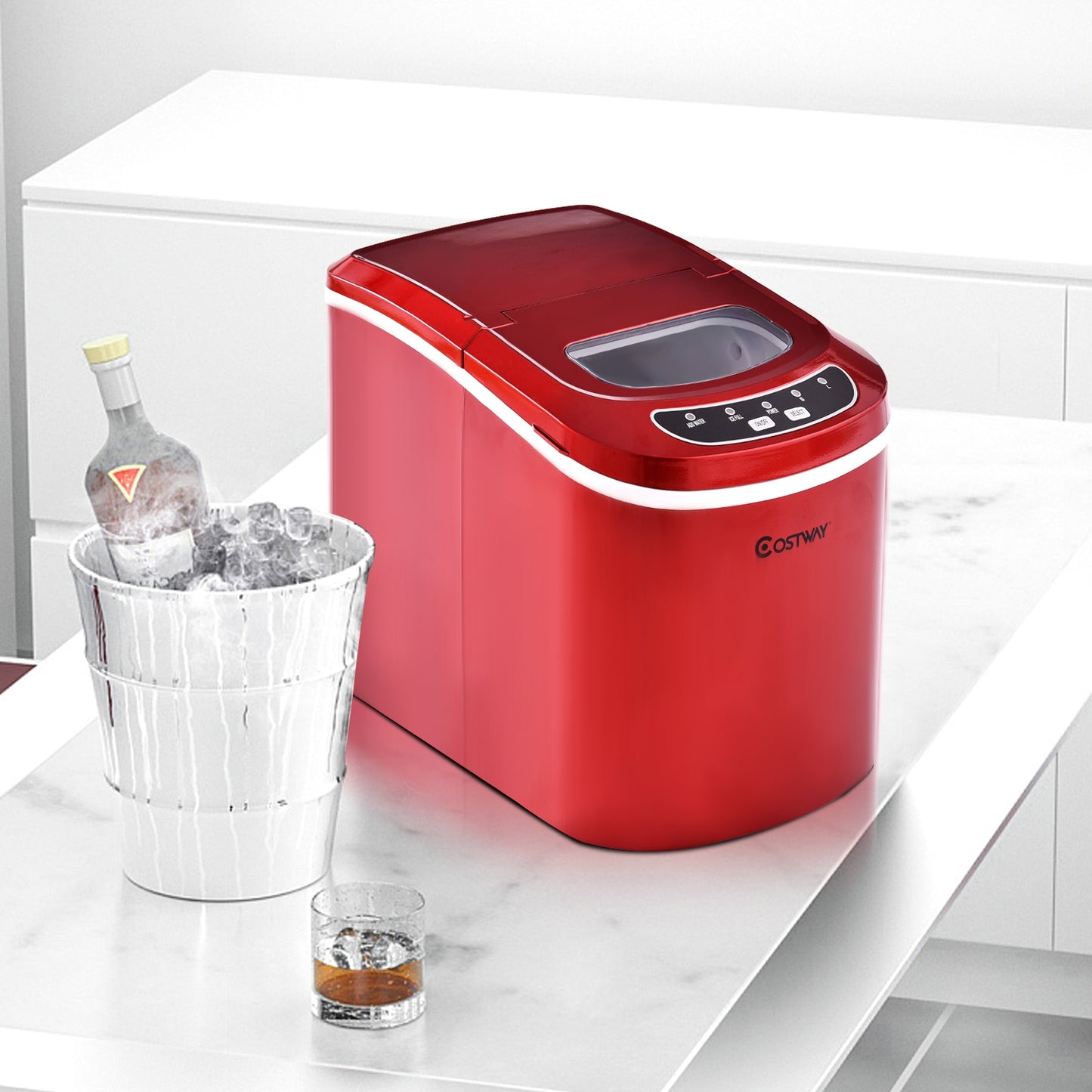 Mini Portable Compact Electric Ice Maker Machine-Red Kids Crystal