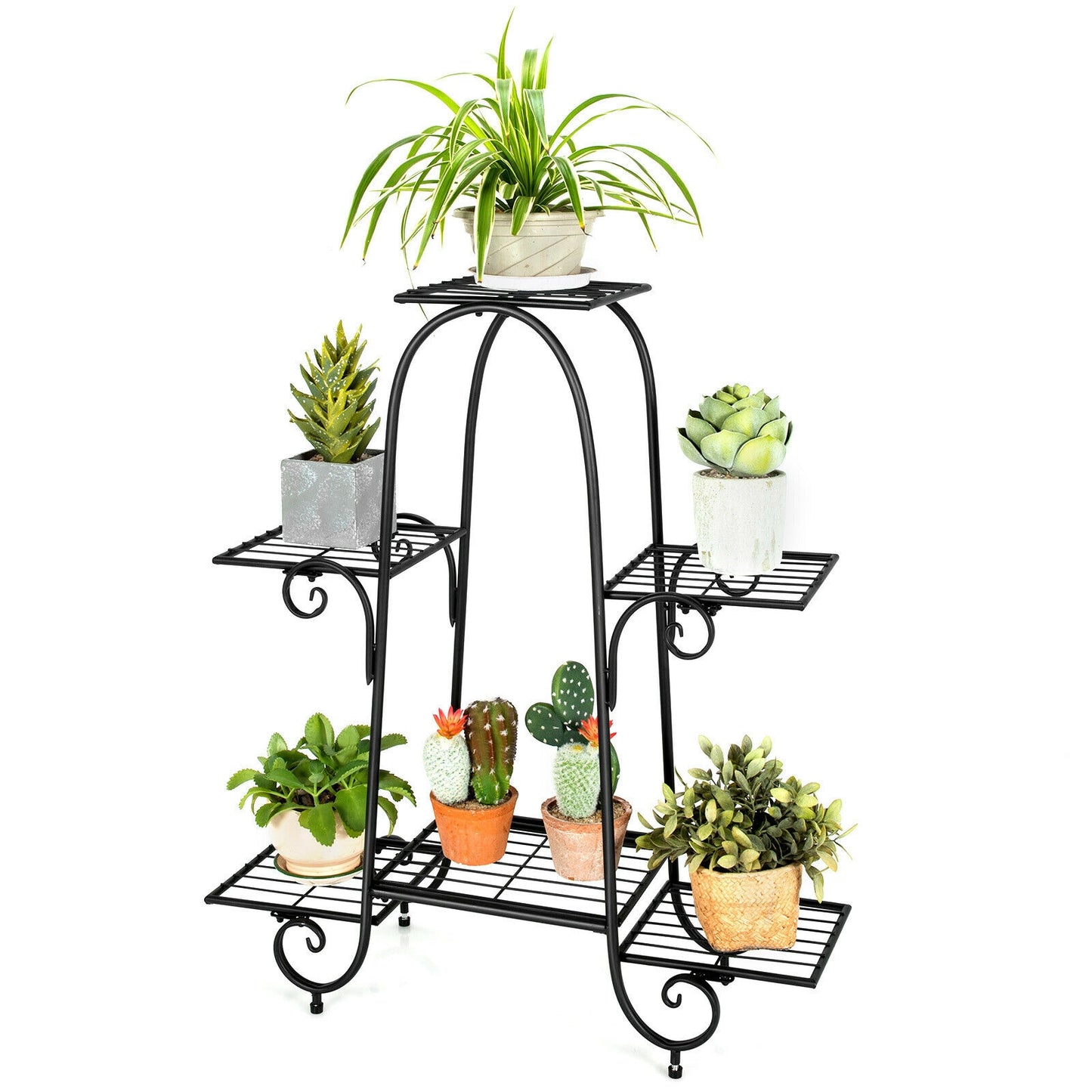 6-Tier Plant Stand with Adjustable Foot Pads-Black Kids Crystal