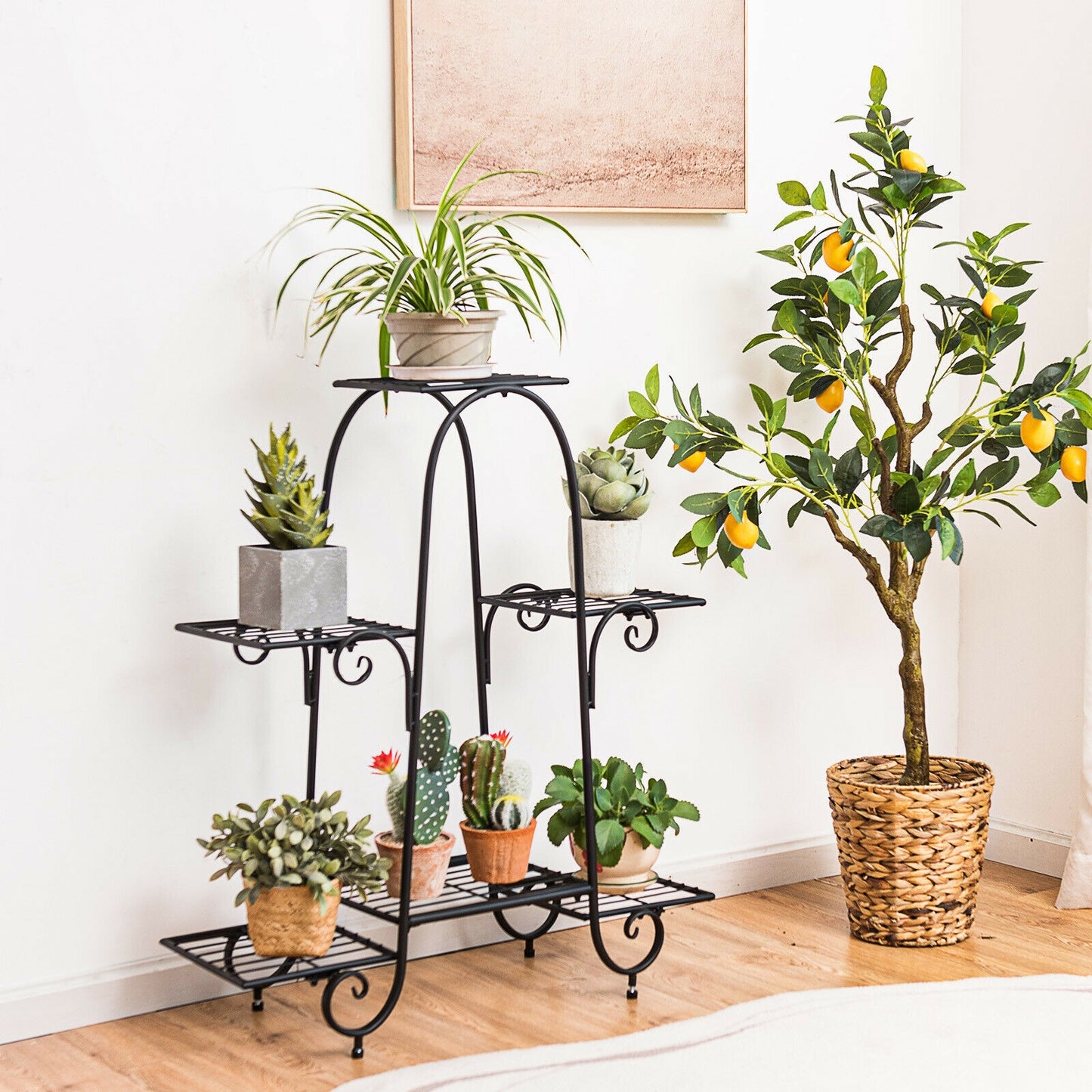 6-Tier Plant Stand with Adjustable Foot Pads-Black Kids Crystal