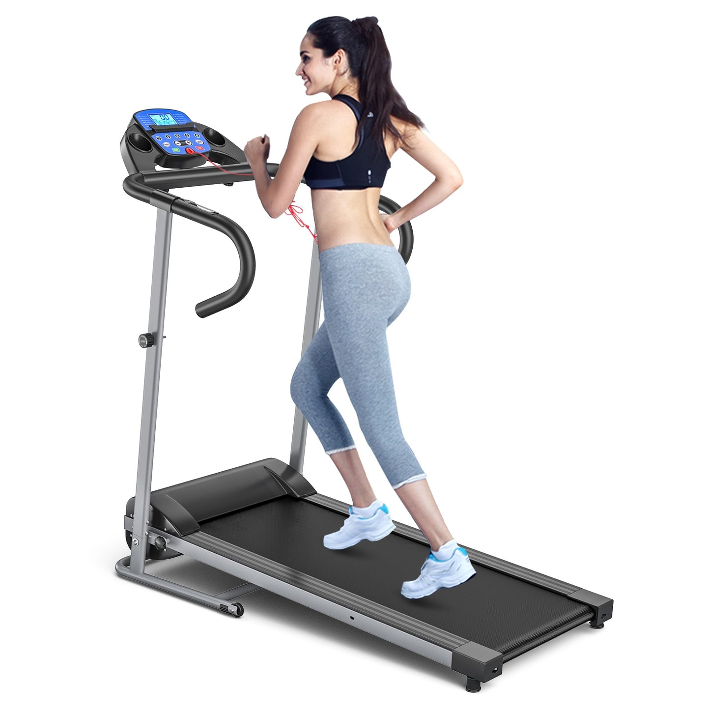 Electric Foldable Treadmill with LCD Display and Heart Rate Sensor Kids Crystal